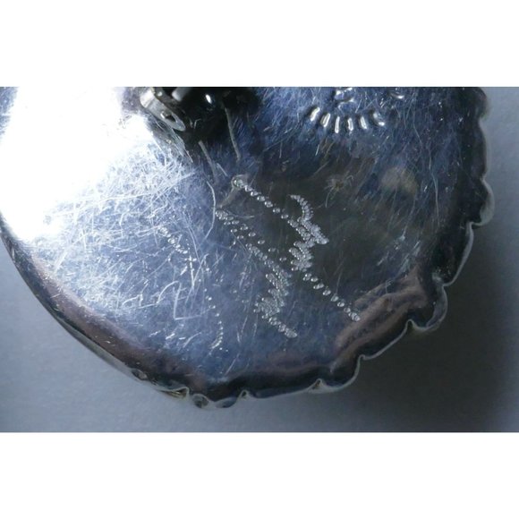 Signed Frederick Jean Duclos Bold Sterling Silver Electroform Striped Dome Earri - Picture 12 of 14